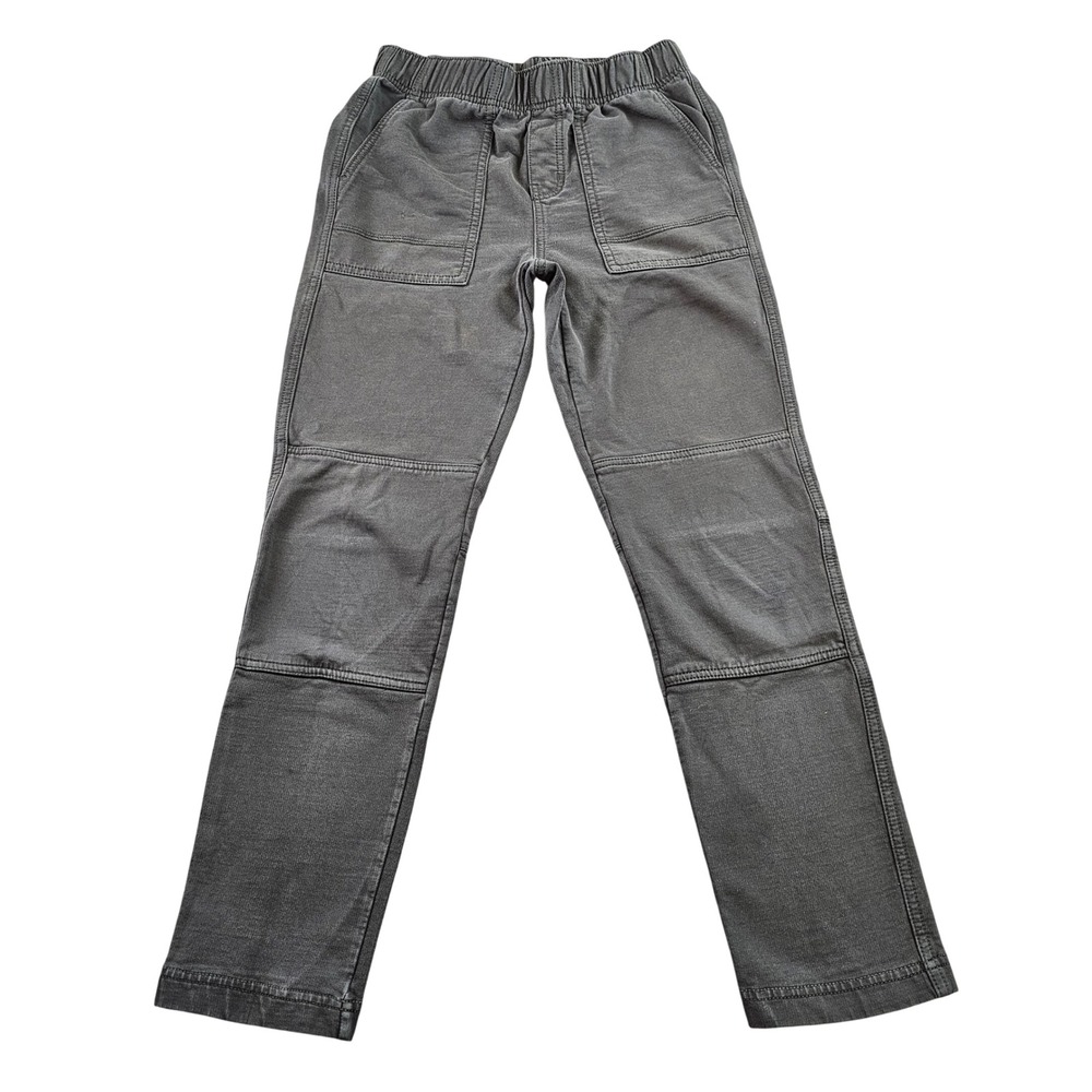 Tea Collection Reinforced Knee Play Pants Boy Size 12 Gray Pleated Elastic Waist